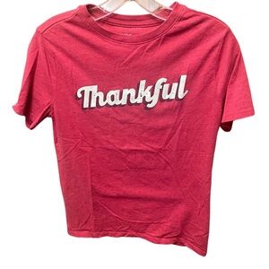 Cat & Jack Red Boy’s Thankful Graphic Tee XL 14 Thanksgiving Holiday